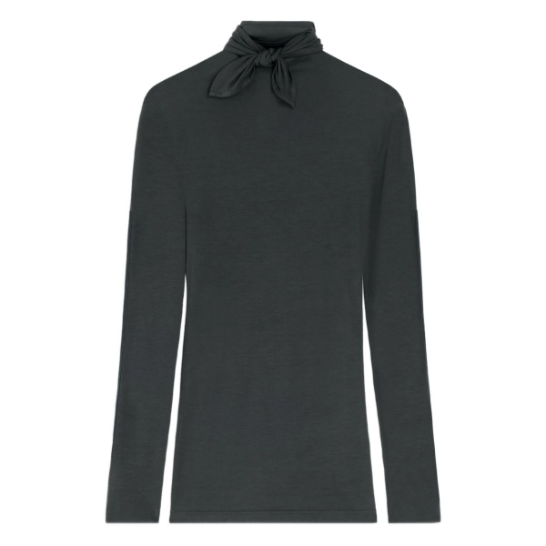 neck-tie long-sleeve top