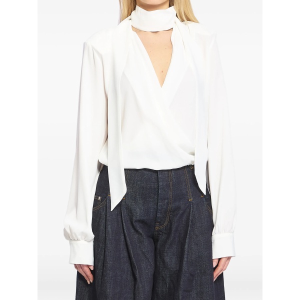 neck-tie wrap blouse