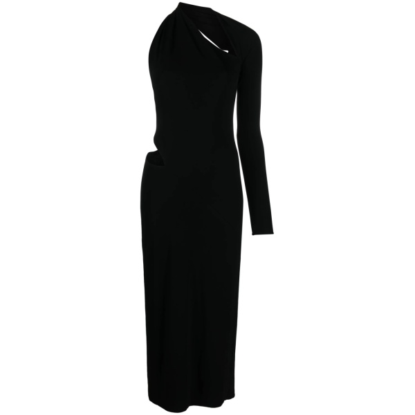 one-shoulder cut-out midi dress