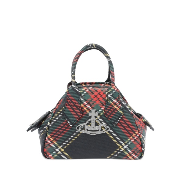 orb-embellished plaid tote bag