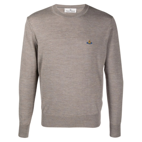 Orb-embroidered virgin-wool jumper