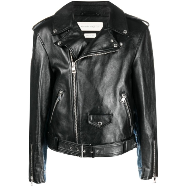 panelled biker jacket