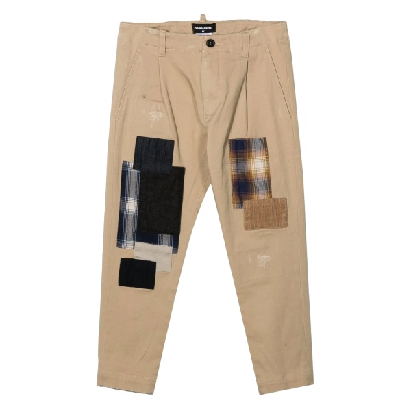 patchwork distressed smart trousers
