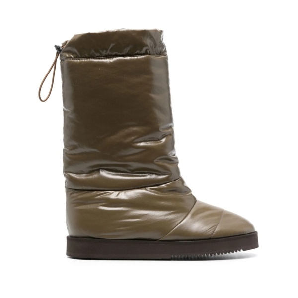 patent padded knee-high boots