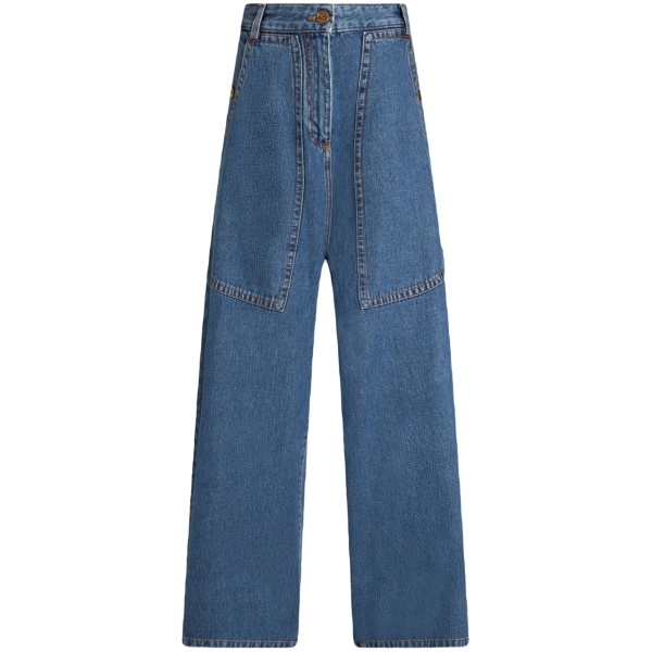 Pegaso-embroidery wide-leg jeans