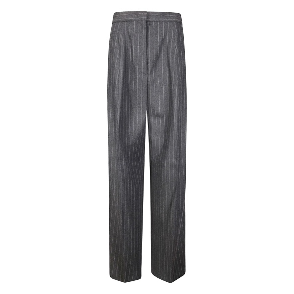 pinstripe pleated trousers