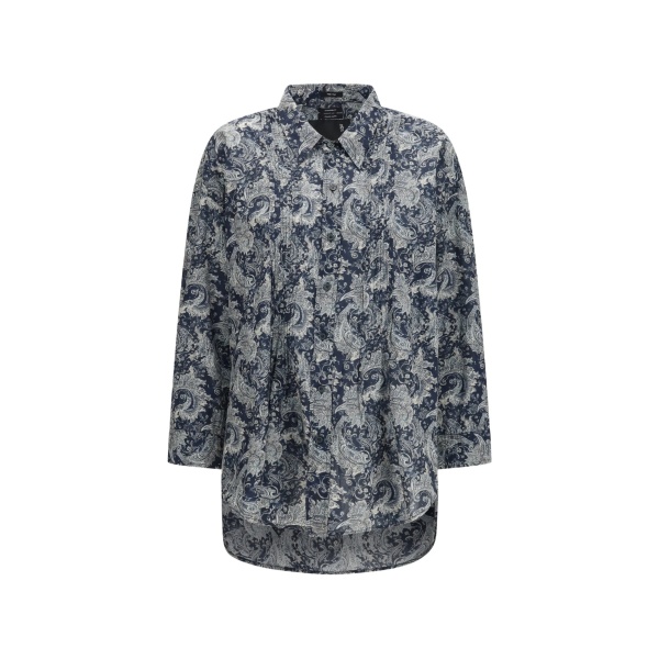pintuck paisley-print shirt