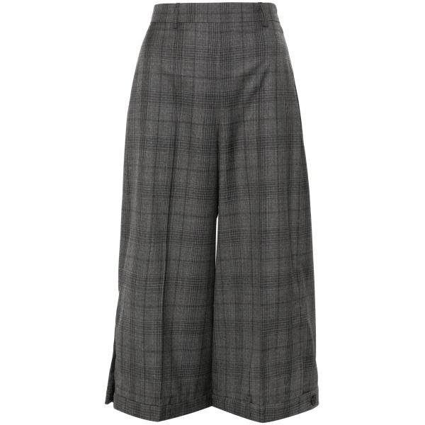 plaid-check cropped trousers