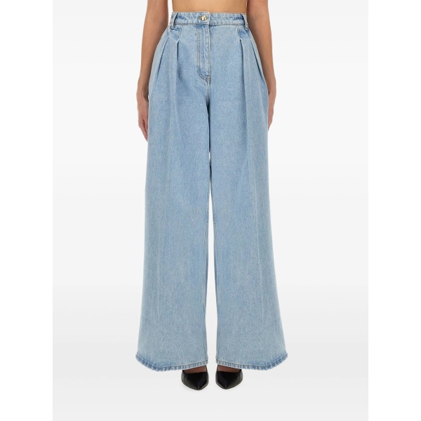 pleated denim trousers