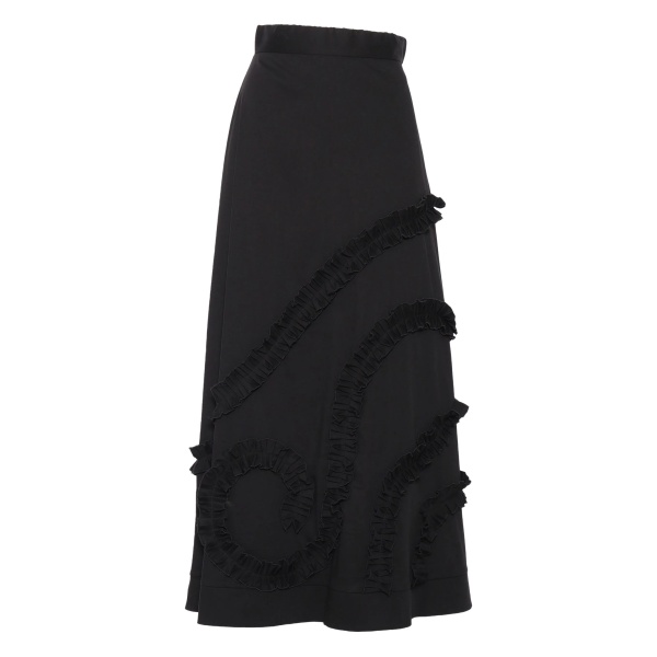 pleated ruffled midi skirt