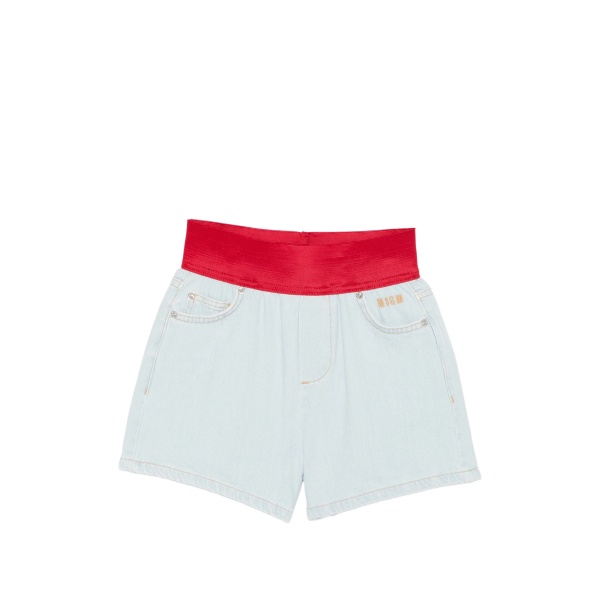 red-waist shorts
