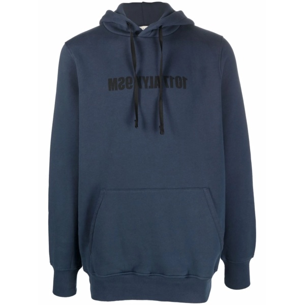 reverse logo-print rib-trimmed hoodie