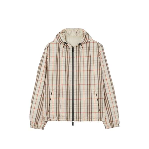 reversible Check hooded jacket