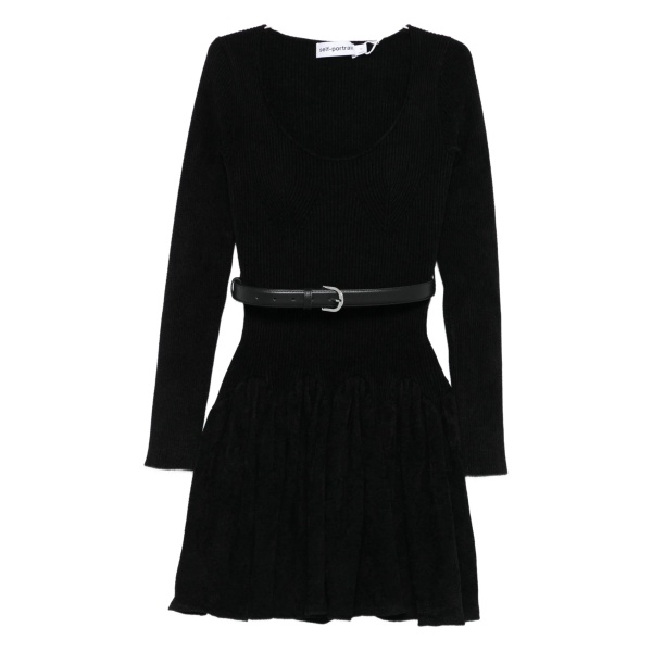 ribbed belted dress