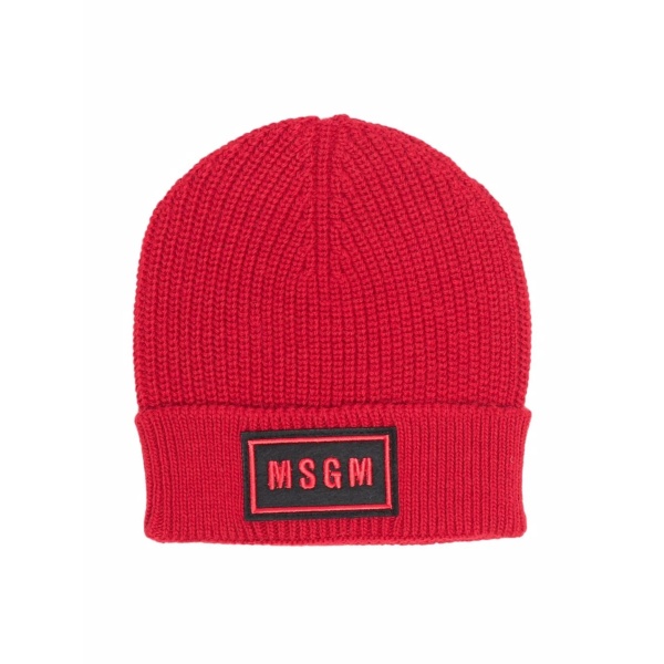 ribbed-knit logo-patch hat