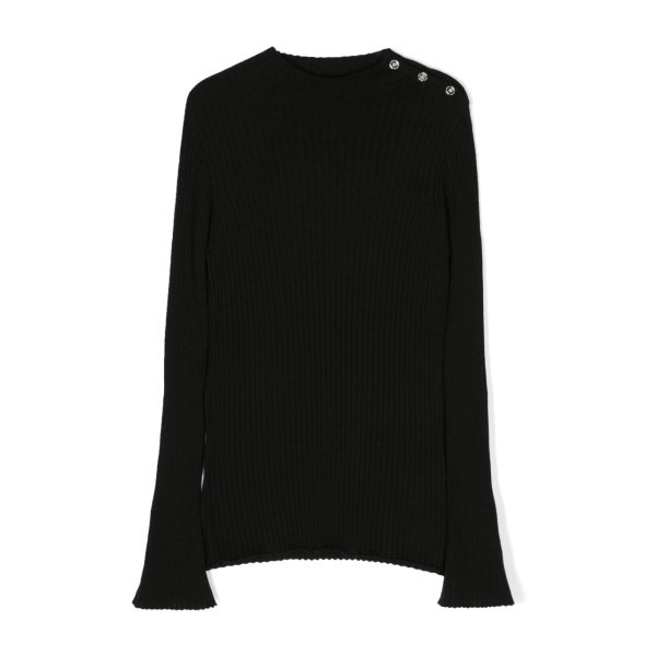ribbed-knit side-button jumper