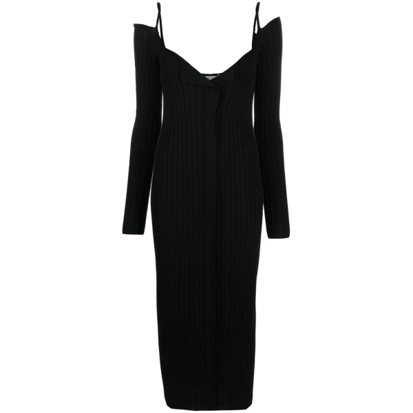 ribbed-knit V-neck dress