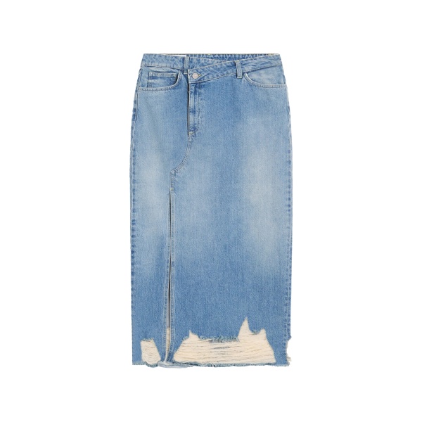 ripped slit midi skirt