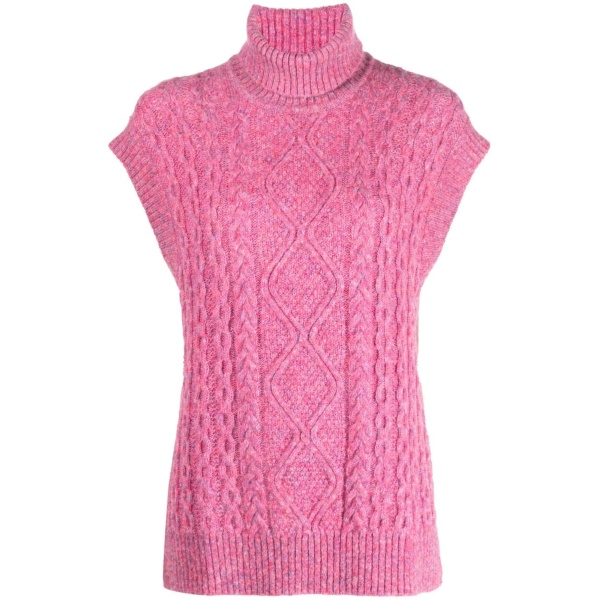 roll-neck cable-knit top