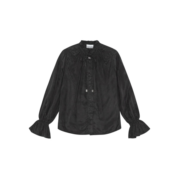 ruffled-collar blouse