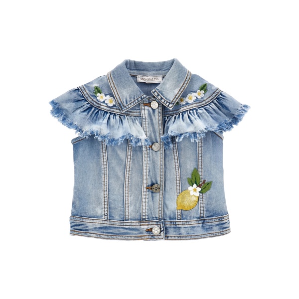ruffled lemon-appliqué gilet