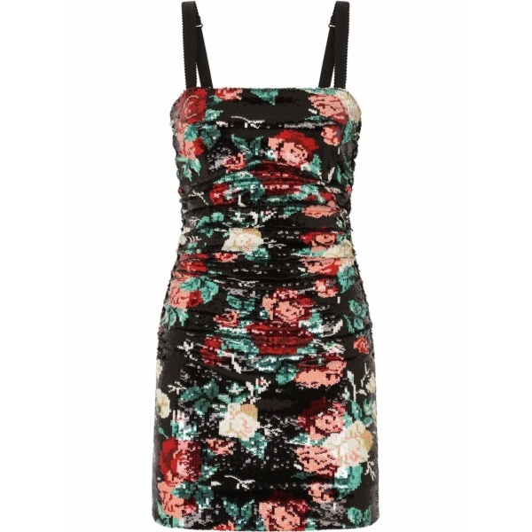 sequinned floral motif mini dress