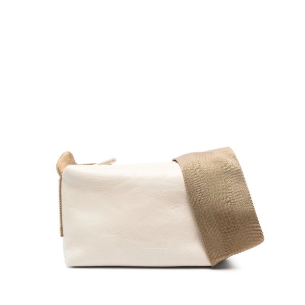 small logo-embossed leather shoulder bag