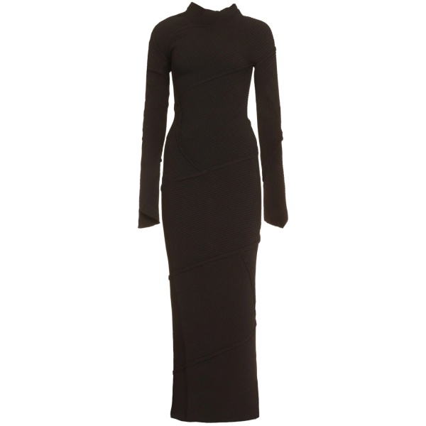 Spiral ribbed-knit maxi dress