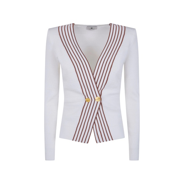 striped button sweater