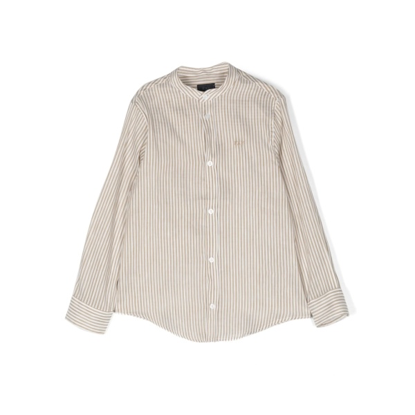 striped collarless shirt