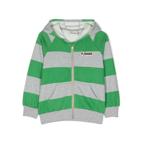striped cotton zip-up hoodie