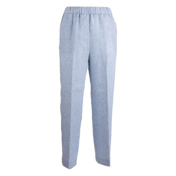 striped elastic-waist trousers