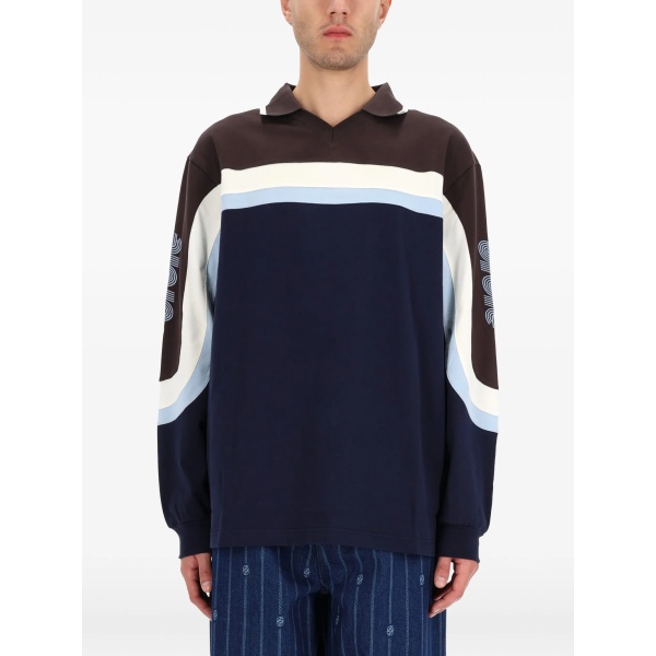 striped long-sleeves polo shirt
