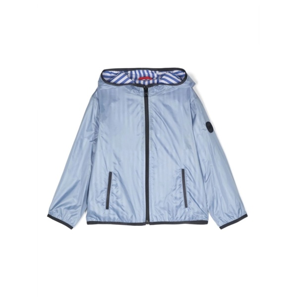 striped zip-up hooded jacket