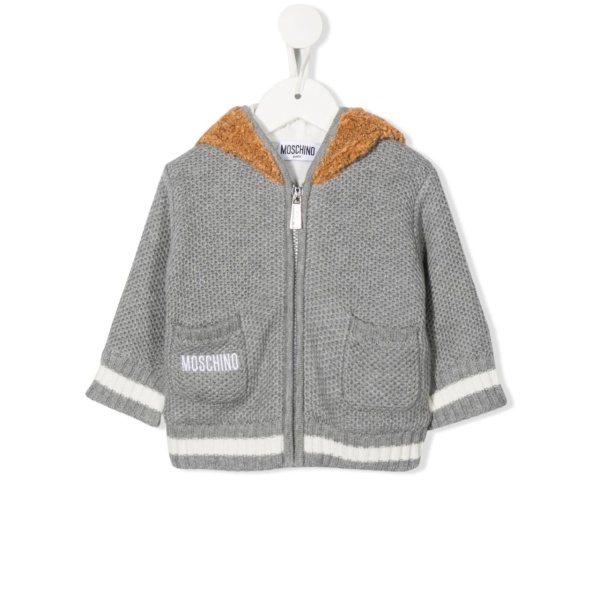 teddy bear-hood knitted jacket