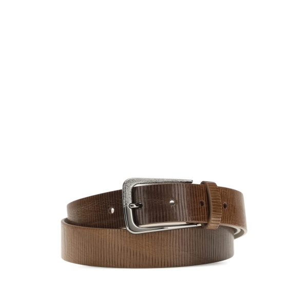 textured buckle leather belt