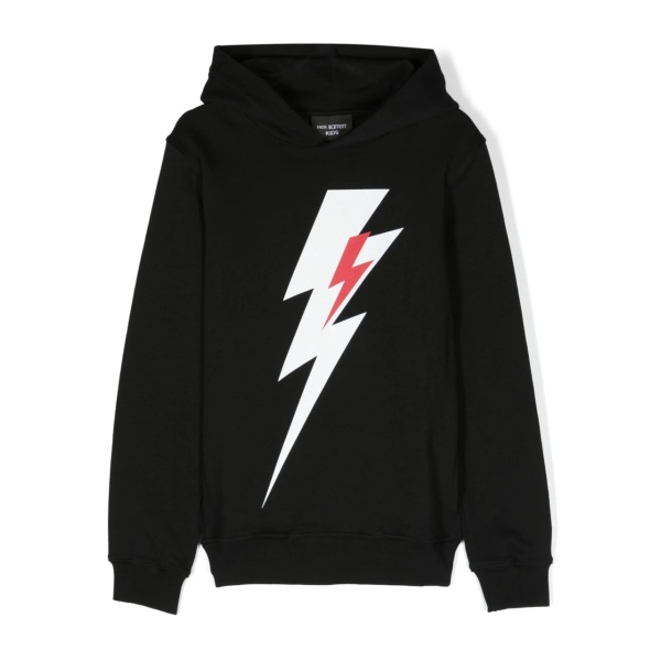 Thunderbolt-print cotton hoodie