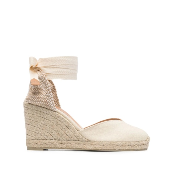 tie-fastening wedge sandals