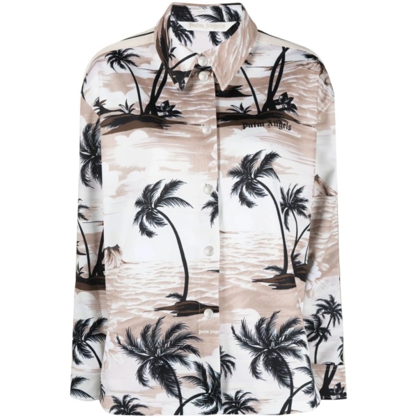 tropical-print long-sleeve shirt