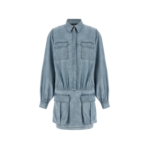 utility chambray mini dress