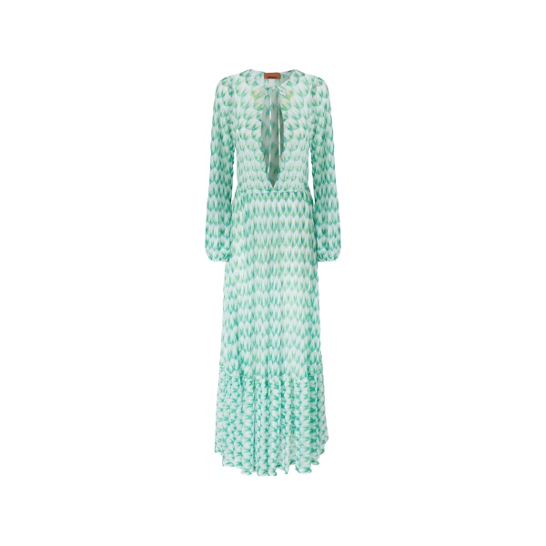 V-neck patterned beach dress