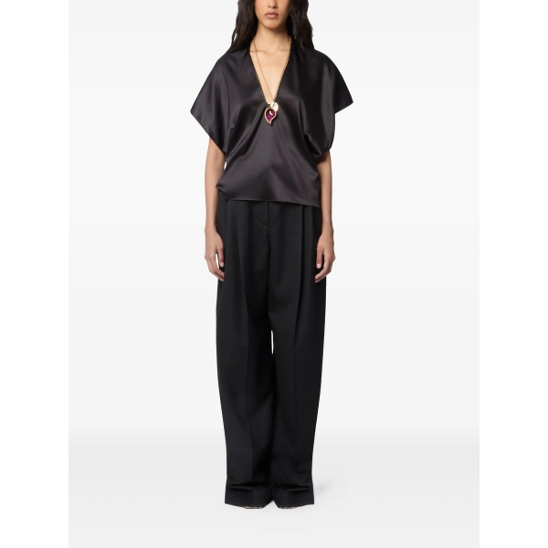 V-neck satin-silk top