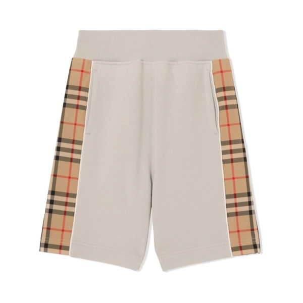 Vintage Check-panel cotton shorts