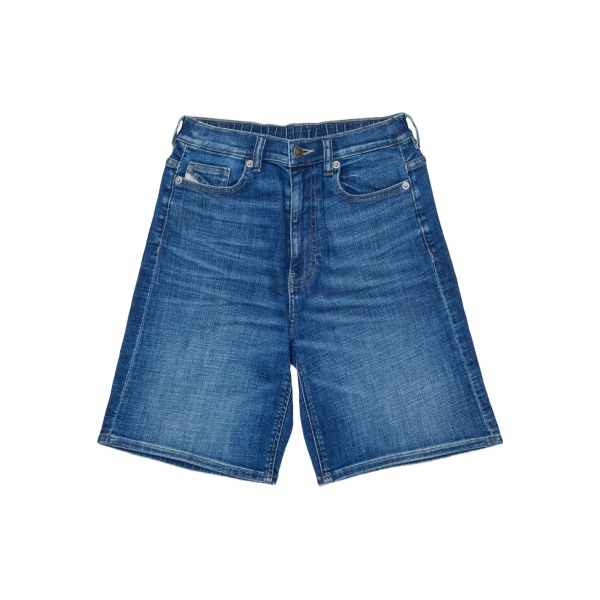 washed stitching denim shorts