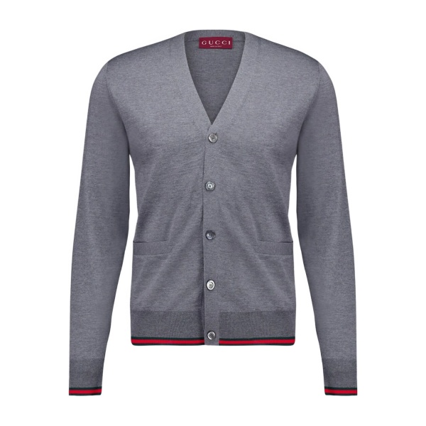 Web-detail wool cardigan