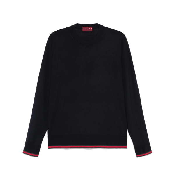 Web-trim wool sweater