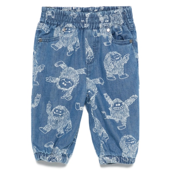 Yeti-print elastic-waist jeans