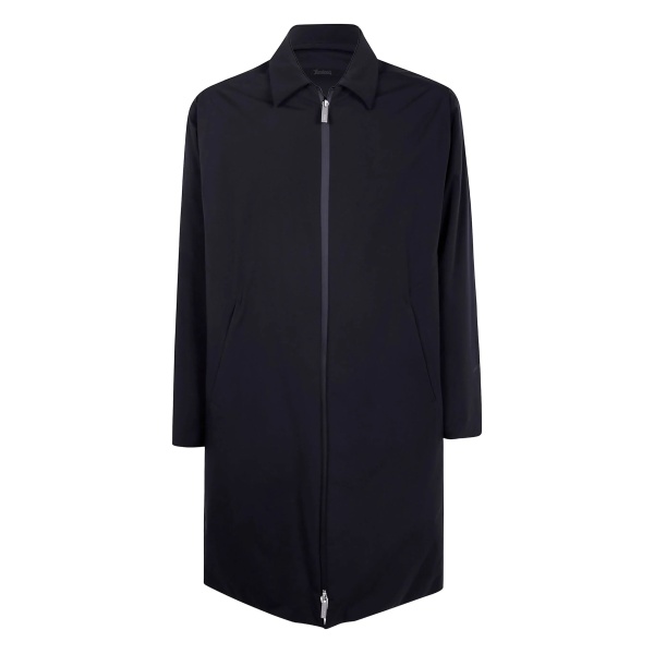 zip-front collared coat