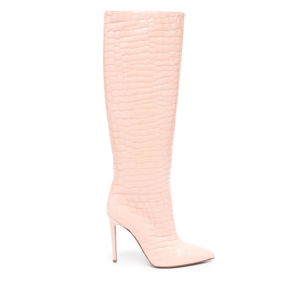 120mm crocodile-embossed leather boots