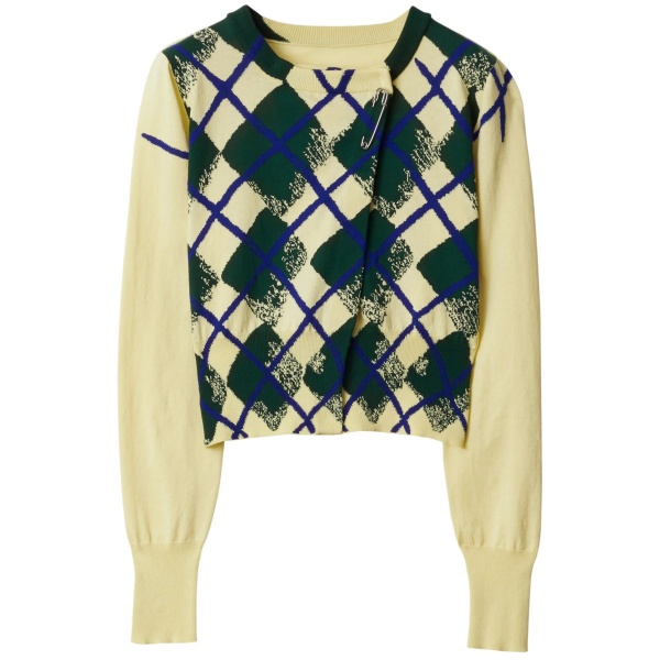 argyle-intarsia cropped cotton jumper